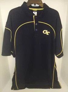 Georgia Tech Russell Athletic Mens Blue With Gold Trim Polo Shirt SZ XL - Picture 1 of 7