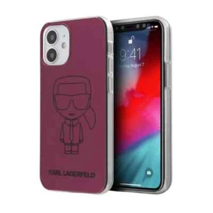 Genuine Karl Lagerfeld Iconic Outline TPU Purple Case Cover for iPhone 12 Mini - Picture 1 of 5