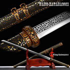 Épée ninja noire et or 9260 ressort acier prêt au combat japonais droit ninjato