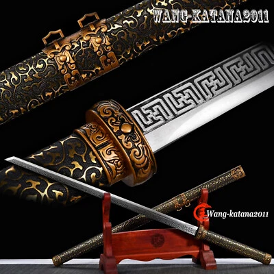 Black&Gold Ninja Sword 9260 Spring Steel Battle Ready Japanese Straight Ninjato - image 1 of 4
