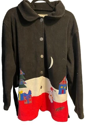 Suéter polar vintage Y2K Studio Works Navidad con botones talla 2XL Foto 1 de 4