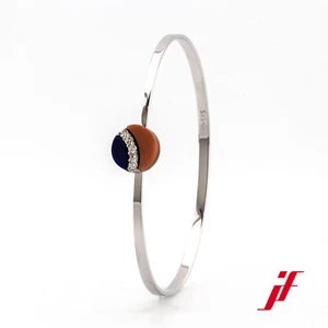 Brazalete 750/18K Oro Blanco Coral Lapis Lazuli Diamantes Brillantes 16,5 CM - Imagen 1 de 2