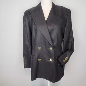 Escada Metallic linen cotton blend Blazer Size 42 jacket black - Picture 1 of 16