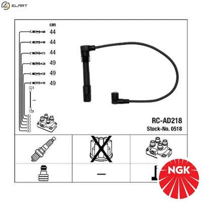 IGNITION CABLE KIT 0518 FOR SKODA VW AUDI 100 A4/S4/Convertible A6/S6 A8/S8 2.8L - Image 1 of 4
