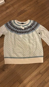 TALBOTS NWT-(1x X ) NORDIC  MOTIV WOOL-BLEND Sweater Winter Ski  Blue Snow Xmas - Picture 1 of 3