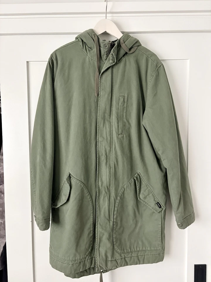 RVCA Winter Jacket. Military Green Sherpa Lined Men's Size M Excellent Condition - Image 1 of 4