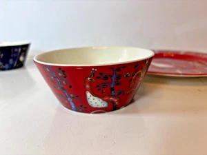Iittala "Taika" Suppe Müslischale rotes Muster 10 Unzen Finnland - Bild 1 von 5