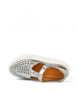 4CCCCEES Braided Leather Fisherman Sandal / Flat / Sneaker Metallic Silver 41/10 - Image 1 of 4