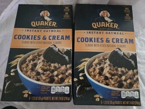 QUAKER Instant Oatmeal Cookies & Cream 1.23 oz Packets - 2 Boxes exp 1/2026 - Picture 1 of 4