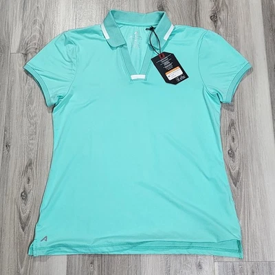 Polo Antigua Central Para Mujer Medio Aguamarina Manga Corta Cuello en V Nuevo Foto 1 de 4