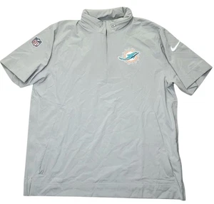 Miami Dolphins Nike Sideline Coach Short Sleeve Hoodie 1/4 Zip Jacket 4XL - Picture 1 of 7