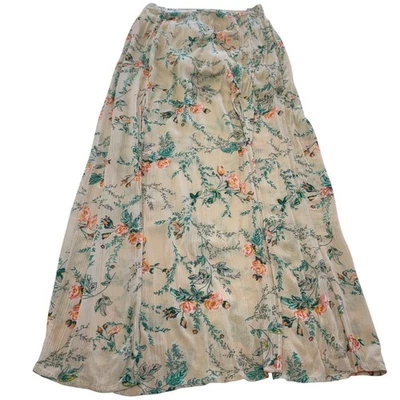 Falda Billabong Mujer Grande Rosa Gasa Abertura Frontal Fluida Playa Boho Floral Maxi Foto 1 de 4