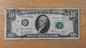 1977-A ALEXANDER HAMILTON TEN DOLLAR BILL $10 10327309 - Picture 1 of 4