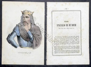 Biographie und Druck von Wenzel König der Böhmen - 1848 - Bild 1 von 1