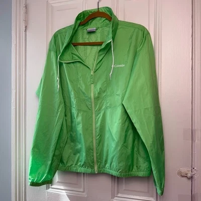 Chaqueta cortavientos Columbia para mujer grande verde con cordón cremallera completa *Defectos Foto 1 de 4