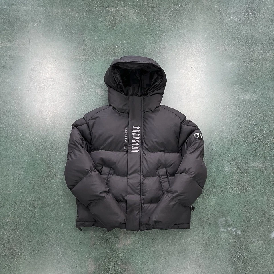 Trapstar Irongate Detachable Hooded Puffer Jacket black icon logo - Image 1 of 2