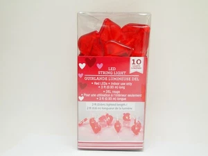 1 pack Red Heart LED String Lights 10 lights 3' Valentine's Day Batt Operated - Picture 1 of 2