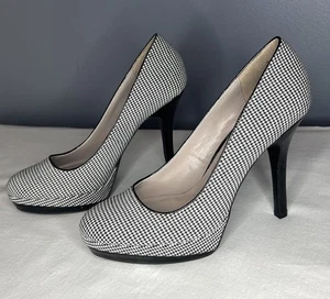 Nine & Co Houndstooth Pumps Shoes Heel Womens 9 Office Preppy Old Money Academia - Picture 1 of 13