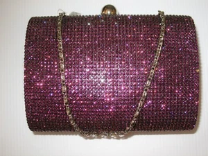 Las Vegas Kalifano lila Strass Clutch Handtasche mit Kettenriemen - Bild 1 von 7