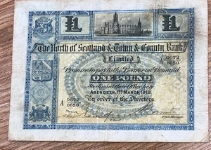 Rare large square 1910 Scottish £1 Banknote - Picture 1 of 13