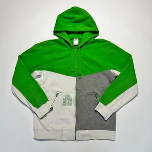 Vintage Sir Benni Miles Green Zip Hoodie L Pullover weiß grün Kapuzenpullover - Bild 1 von 5
