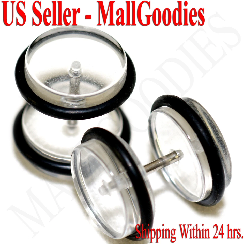 Tapones para los oídos sintéticos ilusión tramposa falsa transparente 2065 barra 16G 7/16" = 11 mm - 2 piezas Foto 1 de 1