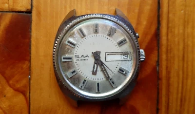 Old Soviet wristwatch Slava caliber 2428 USSR 26 jewels Day - Date. - Image 1 of 4