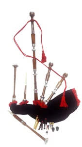 Brand New Scottish Great Highland Bagpipe Natural Plain & Silver Mounts - Imagen 1 de 4