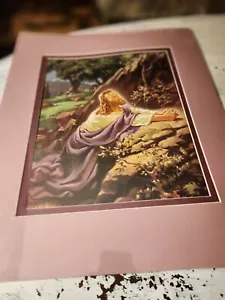 Vintage Jesus Praying at Gethsemane - matted 8"x10" - Picture 1 of 5