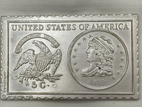 1829 USA 5 cent Half Dime Numistamp, LOW #413 ALL MY LISTS,  1979 Mort Reed Cover
