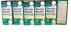 12 Pack Family Care Nasal Relief Spray Severe Congestion 12 HOUR Relief 0.5oz - Picture 1 of 7