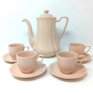 Cafetera Johnson Bros Art Deco Rosedawn y 4 tazas y platillos espresso Demitasse - Imagen 1 de 19