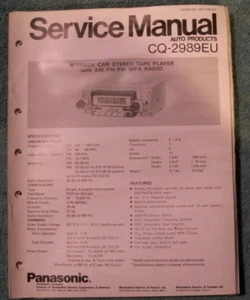 Panasonic Auto Products Service Manual CQ-2989EU AM/FM/St. Radio 8-Track Player - Picture 1 of 1