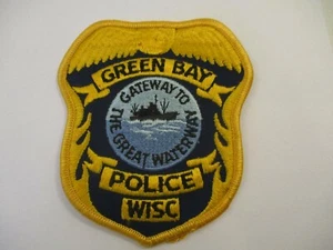Green Bay Wisconsin Police Patch Iron On Blue Gold Great Waterway Ship - Picture 1 of 2