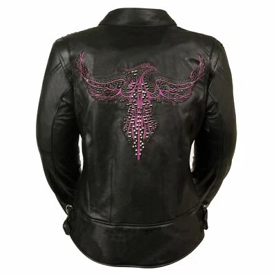 Women's Lightweight Racer Jacket w/Phoenix in Stud print - 2 Color Options - Image 1 of 4