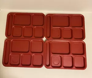 Lot of 4 Cambro 6 Compartment Cafeteria Tray Camping School Day Care Lunch Trays - Bild 1 von 5