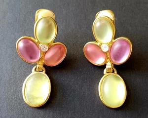 Vintage Jelly Belly Clip On  Earrings Pastel Colors Unmarked - Picture 1 of 7