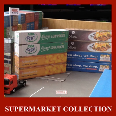 OO 1:76 Rail Freight Shipping Containers Supermarket & Retail Mix x 12 - Image 1 of 4