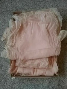 Silk Satin & Lace 3 Pc Pink Trousseau Peignoir Negligee Lingerie Set c. 1930's - Picture 1 of 6