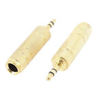 2 Pcs 3.5mm Male to 6.5mm Female M/F Stereo Audio Jack Converter Connector