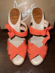 Christian Louboutin Delfin 100 Band/Seil Espadrille Sandalen Keilabsatz - Bild 1 von 7
