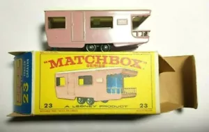 1965 ORIGINAL BOX LESNEY MATCHBOX #23 TRAILER CARAVAN - PINK-EXCELLENT CONDITION - Picture 1 of 6