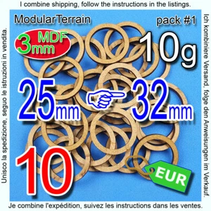 10x 3mm MDF Adapter 25mm To 32mm Round Base War Hammer 40K Age Of Sigmar AOS - Imagen 1 de 7