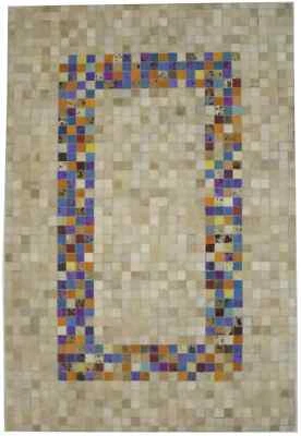 Patchwork Leather Rug Modern Design Contemporary Floor Cover Small Carpet 5X8 ft - Image 1 of 4