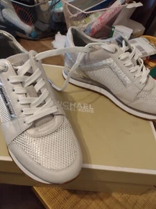 Michael Kors Ladies Silver And Grey Trainers - Picture 1 of 8