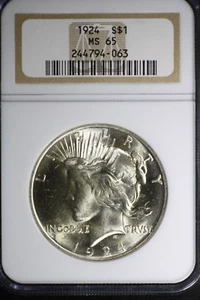 1924-P silver Peace Dollar NGC MS 65!!! Very Nice Coin!!! Cartwheel Luster!!! - Picture 1 of 3