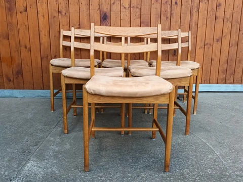 6x Dining Room Chairs Chair Vintage 60s Retro Oak Danish 60er Chairs Mid Century Cover