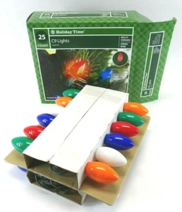 Holiday Time C9 Multi-Color Ceramic Lights 25ct Indoor Outdoor Christmas 24 feet - Picture 1 of 5