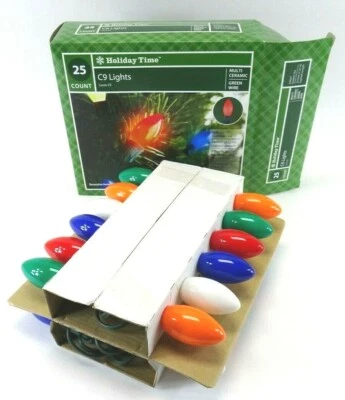 Holiday Time C9 Multi-Color Ceramic Lights 25ct Indoor Outdoor Christmas 24 feet - Image 1 of 4