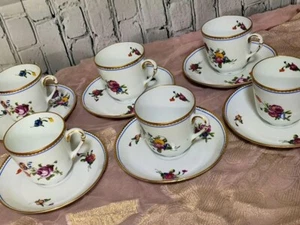 Royal Limoges A La Reine Coffee Cup and Saucer Set of 6 Made in France - Picture 1 of 6